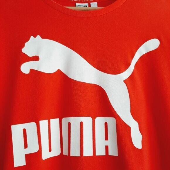PUMA Pink Relaxed Fit Crewneck Top Large Font Logo Decal Sz M - Picture 4 of 10